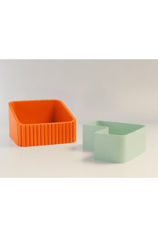 3d Baskı Fıstık Kasesi - Çift Hazneli Kabuk Ayırıcı Sunum Kasesi - Turuncu Mint