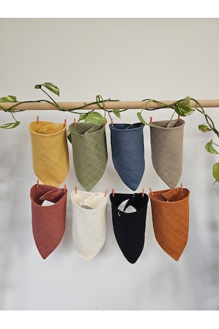 8 Adet Pamuklu Çift Katlı Çıtçıtlı Müslin Fular & Salya Önlüğü Çok Renkli