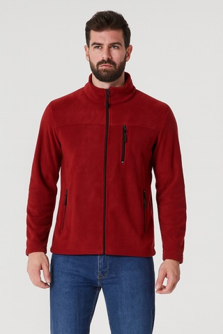 Luxıc Core Erkek Bordo Fermuarlı Polar Ceket Dik Yaka Günlük Ve Outdoor Kullanım