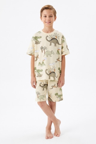Modanino Erkek Çocuk %100 Pamuk Şortlu Pijama Takımı 8-13 Yaş 12715ıs Krem