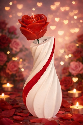 Love Rose-el Yapımı Gül Mum L Romantik Dekoratif Tasarım Beyaz-kırmızı