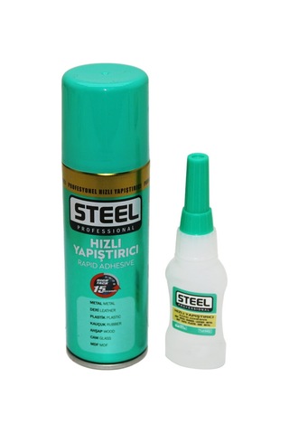 Pratik Çözüm Aktivatör Sprey Yapııştırıcı Steel Mdf Ahşap Güçlü Hızlı Yapıştırıcı Seti 100 Ml 20 Gr