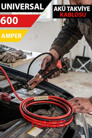 Profesyonel Akü Takviye Kablosu 600 Amp 2,3 Mt. Tüm Araçlara Uyumlu