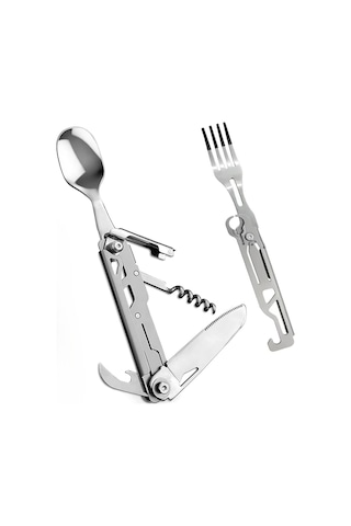 2ps. Kamp Aletleri Seti 5'i 1 Arada Çok İşlevli Katlanır Çatal Bıçak Takımı, Cep Aletleri Seti Taşınabilir Ayrılabilir Paslanmaz Çelik Diğer