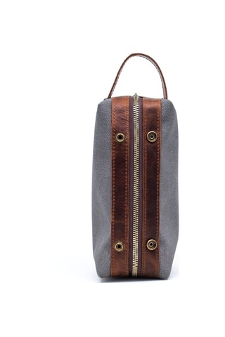 Gillario Design 06 Unisex Suni Kanvas+deri Gri-taba Eskitme Dopp Kit