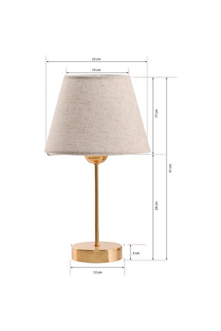 Star Gold Ayaklı Abajur Keten Krem Kumaş Başlık Yatak Odası Salon Masa Lambası 2 Adet Krem - Gold