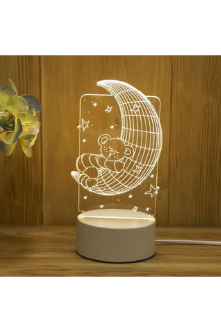 3d Gece Lambası Usb Renkli Uzaktan Kumanda - Moon Bear Diğer