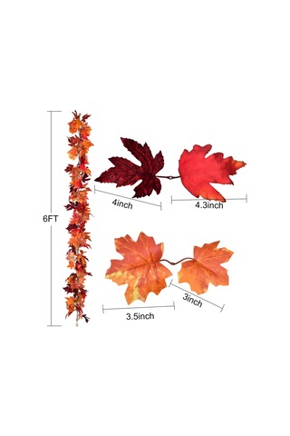 2'li Paket Sonbahar Akçaağaç Yaprağı Çelengi, 5,9 Feet/adet Asılı Çelenk Yapay Sonbahar Yaprağı Çelengi Şükran Günü Dekoru Ev Düğün Şömine Qd Kahverengi