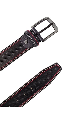 Santa Barbara Polo Racquet Club Santa Barbara Polo & Racquet Club Siyah Deri Erkek Kemer 4,5 Cm Siyah