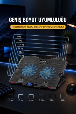 Delux Serisi Laptop Soğutucu Cf08 Siyah Ders Sunum Ofis Gereci