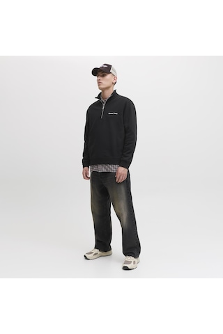 Jack & Jones Erkek Yarim Fermuarli Dik Yaka Sweatshirt - Norrebro - 12282899 Black