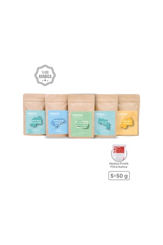 Dünya Kahveleri Deneme Seti Çekirdek Kahve – 5 Farklı Tür, 250 gr Premium Kahve Paketi