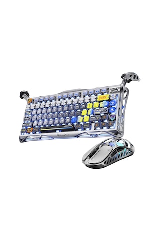 Gravastar Mercury K1 Pro+x Kablosuz Rgb Işıklı Mekanik Q Gaming Klavye Ve Optik Mouse Seti, Uzay Gri Optik