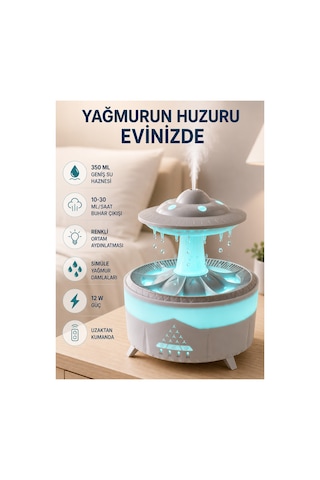 Astraltech 350 Ml Ufo Tasarımlı Ultrasonik Hava Nemlendirici Yağmur Efektli Gece Lambası