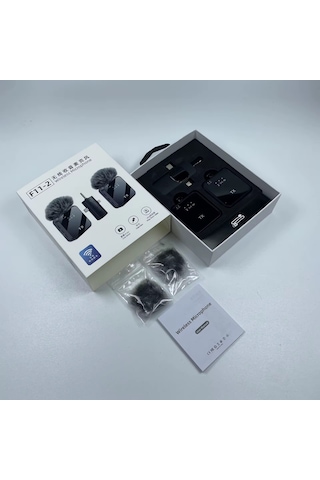 F11-2 Kablosuz Kaliteli Profesyonel Yaka Mikrofonu Tüylü