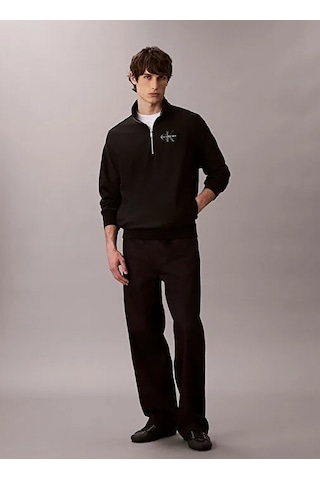 Calvin Klein Jeans Uzun Kollu Premium Penye Mikro Monologolu Erkek Siyah Sweatshirt Lv04rd236g-ub1 Siyah