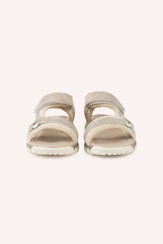 Panço Kız Bebek Cırt Cırt Detaylı Bej Sandalet Krem