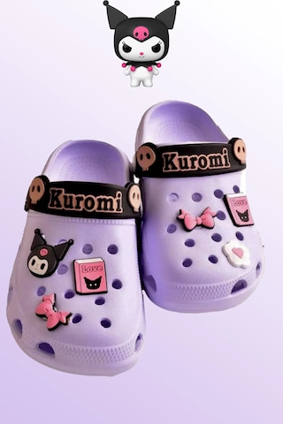 Kids World Kuromi Karakter Kız Çocuk Önü Kapalı Havuz Plaj Sokak Terliği Mor