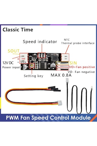 Dc 12v Pwm Hız Kontrol Cihazı Fan Hız Regülatörü 2-3 Kablolu Bilgisayar Sıcaklık Kontrol Anahtarı Pc Cpu Soğutucu Fan Alarmı Stk Ic