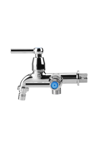 Bosphorusboutique02 Abs Çamaşır Makinesi Bataryası, Mutfak & Banyo Su Musluğu, Krom, Çift Çıkışlı, Düz Sap, G1/2 Bağlantılı Krom