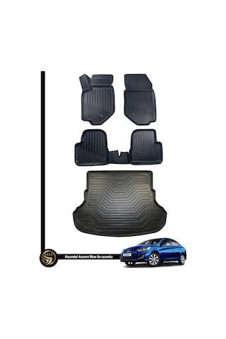 Hyundai Accent Blue 3d Havuzlu Paspas + Bagaj Havuzu İkili Set