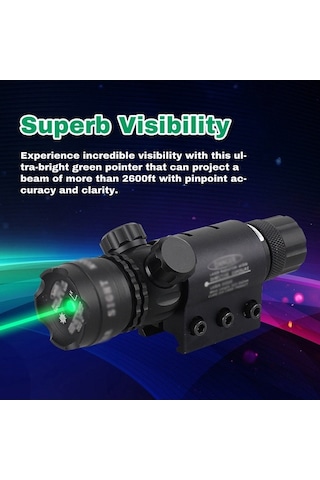 Tongxida Usb Şarjlı Yeşil Lazer Hedefleyici, Ayarı Değiştirilebilir Işık, Dayanıklı Metal Gövde, 2 Adet Braket, Fantezi Kablol Siyah