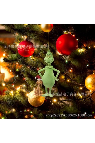 Yeşil Saç Canavar Noel Dekorasyon Süsü Karikatür Noel Ağacı Kolye Noel Ev Araba Dekorasyonu 18