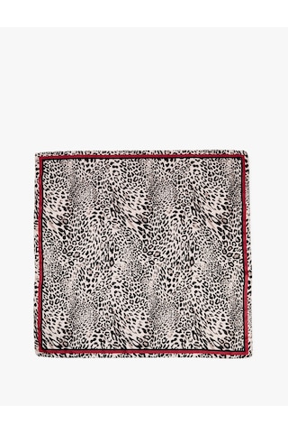 Koton Kontrast Biye Detaylı Leopar Desenli Saten Kare Fular Bandana Kahverengi 7wak50226aa Kahve