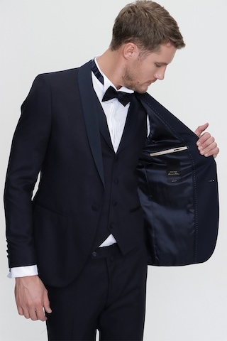 Morven Erkek Lacivert Santorin Ceremonia Jakarlı Slim Fit Dar Ke Lacivert