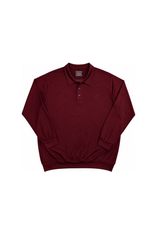 Annex Büyük Beden Polo Yaka Erkek Sweatshirt Bordo