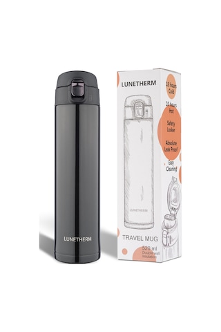 Lunetherm Sızdırmaz Vakumlu Çift Katmanlı Çelik Termos - Siyah