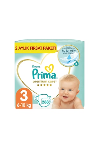 Prima Bebek Bezi Premium Care 3 Beden 2 Aylık Fırsat Paketi 288 Adet 2'li