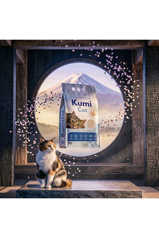 Kumi Cat Eko-premium Bahar Esintisi Sakura Kiraz Çiçeği Kokulu Kedi Kumu, Güçlü Topaklanan Bentonit 5 L