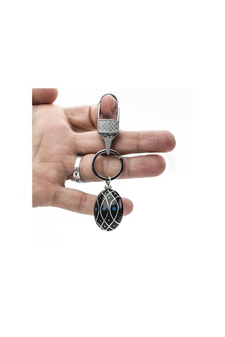 Gümüş Desen Anahtarlık Siyah