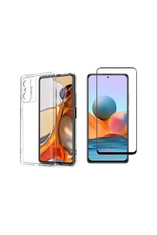 Xiaomi Mi 11t Pro Kamera Korumalı Premium Silikon Telefon Kılıfı + Tam Kaplayan Ekran Koruyucu Cam Col182028-şeffaf