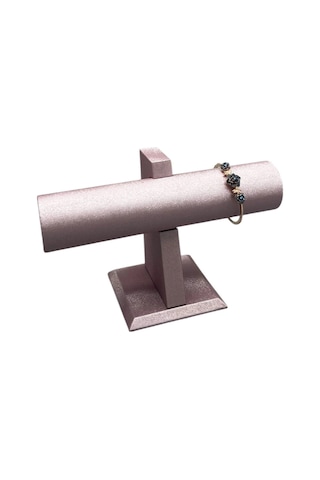 İmera Deri Kumaş Pembe Renk Boy 15 Cm En 23 Cm Tekli T Model Bilezik Sergileme Pembe