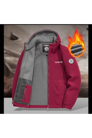 Snapbuy Kapüşonlu, Polar Erkek Ceket Bordo