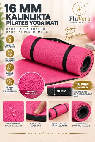 Pilates Seti 16 Mm Yoga Matı 65 Cm Pilates Topu 5 Farklı Seviye 5'li Direnç Bandı Atlatma İpi Evde Spor Seti Pembe