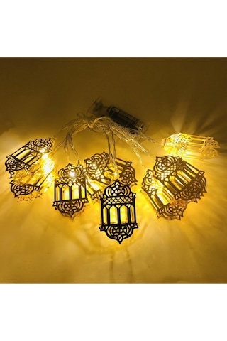 Ramazan Kandili 2 Pilli Led 2 Metre Süsleme Dekor Işık Gold