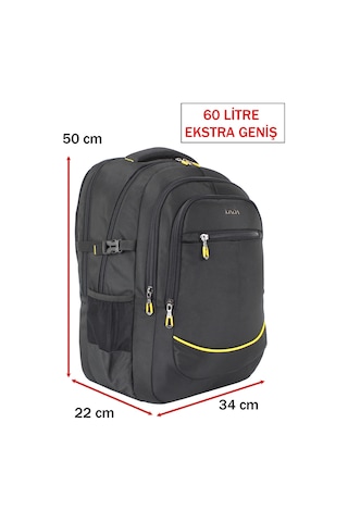 Dada 09 17,3 inç Siyah Laptop Sırt Çantası 60 Litre Usb Typc-E Aparat Darbe Emici Koruma