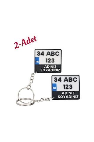 2 Adet Kişiye Özel Kare Plaka Anahtarlık Seti - İsim Yazılı 2'li Avantajlı Paket