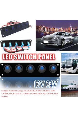 Suntek Rv Tekne Için 12-24v 5 Çete Yuvarlak Dash Rocker Geçiş