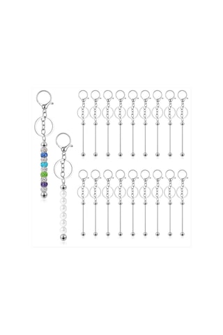 Gatherco 20 Adet Boncuklu Anahtarlık Çubuğu, Metal Boncuklu Anahtarlık Çubuğu, Boncuklu Anahtarlık Yapımı İçin Boş Kendin Yap Anahtarlıklar