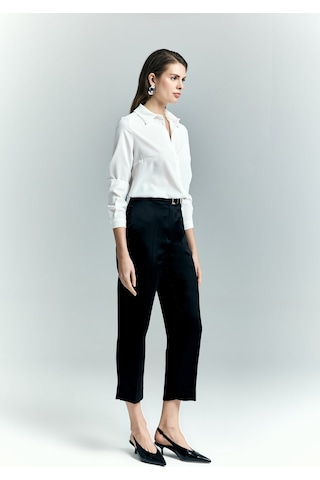Lisa Saten Duble Paça Pantolon - Siyah-137242 siyah