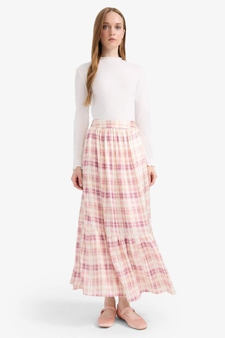 DeFacto Desenli Esnek Belli Saten Maxi Etek F2726AX25SMPN441 Pembe