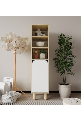 Parma 1 Kapaklı Mutfak Dolap, Kahve Köşesi, Çok Amaçlı Dolap Safir Meşe-beyaz