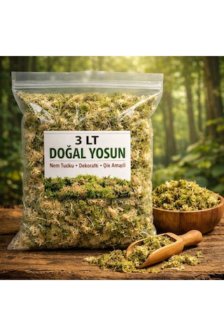 3 Litre Doğal Yosun Torfu, Lif Parça Canlı Spagnum Floor Moss Yosun, Teraryum, Orkide, Toprak Katkısı,dekor