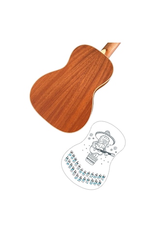 havana siyah renk ukulele akor cetveli tablosu stickeri etiketi