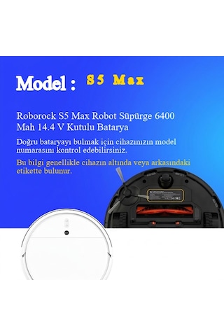 Roborock S5 Max Robot Süpürge 6400 Mah 14.4 V Kutulu Batarya Uyumlu Uzun Ömürlü, Yüksek Performans Pil