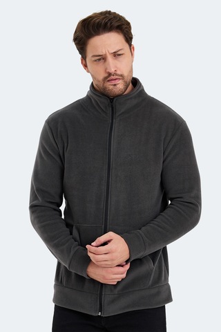 Slazenger Sansa 2 Li Set Erkek Fermuarlı Dik Yaka Cepli Gri - Koyu Gri Polar Gri - Koyu Gri